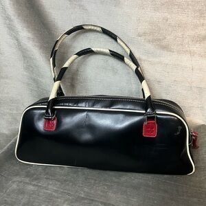 Kate Spade East West Black Double Top Handle Satchel Bag.